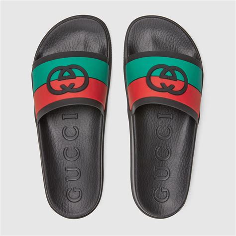 gucci green and red sandals|gucci interlock sandals.